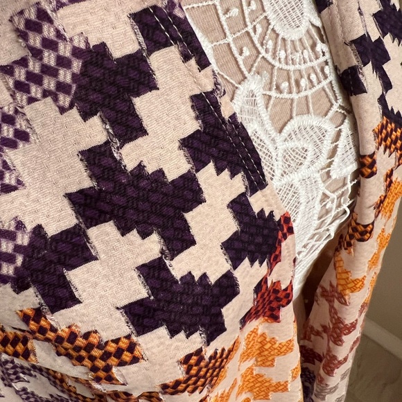 Lularoe Sarah Duster sweater! Purple/red Geometric design. - Picture 2 of 4